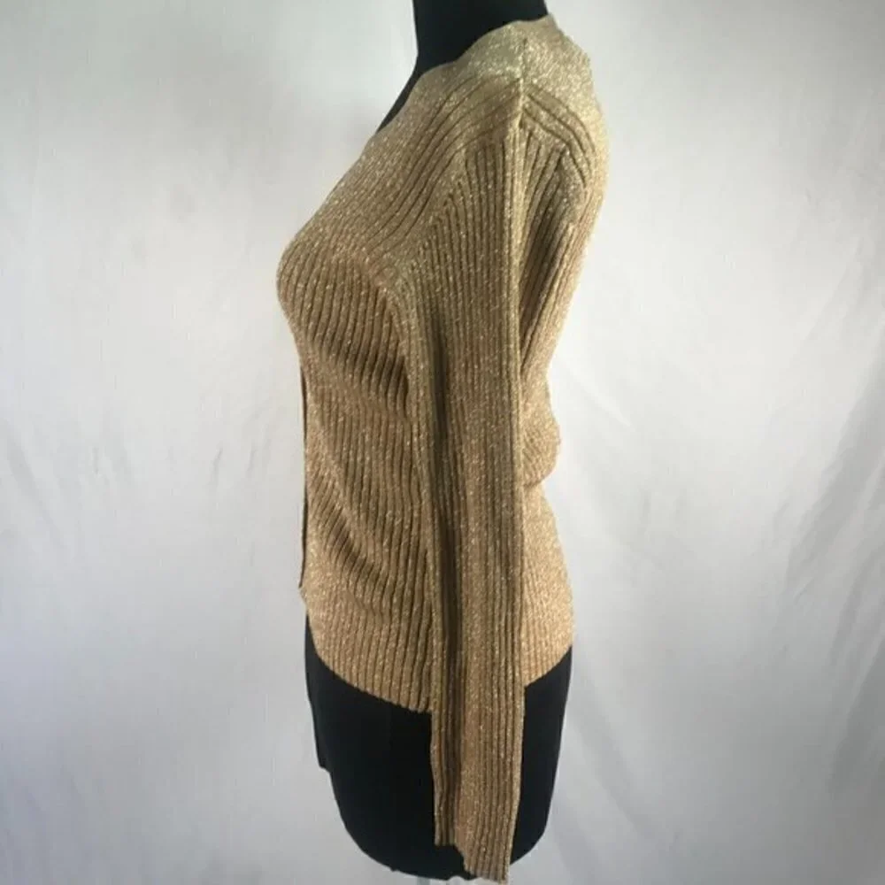 90’s Vintage ‘Joseph A.’ Metallic Gold Ribbed Cardigan